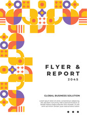 Vibrant Modern Business Flyer Design with Geometric Patterns. Ideal for global business reports, catalogues, or corporate presentations. Highlights creativity, innovation, and contemporary style