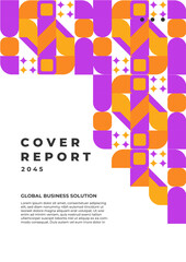 Modern Corporate Report Cover Design with Abstract Shapes