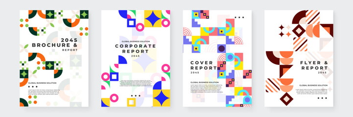 Modern Geometric Business Brochures and Reports Set. Ideal for corporate presentations, marketing materials, and creative branding projects