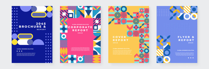 Modern Geometric Business Brochures and Reports Set. Ideal for corporate presentations, marketing materials, and creative branding projects