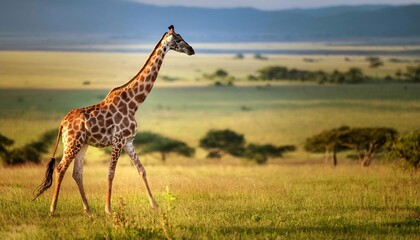 Obraz premium Giraffe . South African giraffe or Cape giraffe (Giraffa giraffa or camelopardalis giraffa) hanging around savannah 