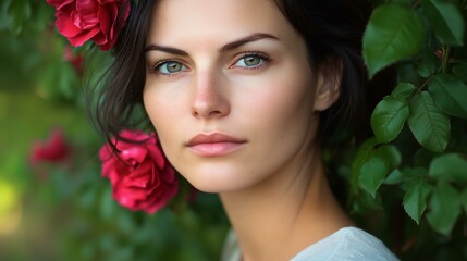 Naklejka premium Beautiful young woman with bright make-up 