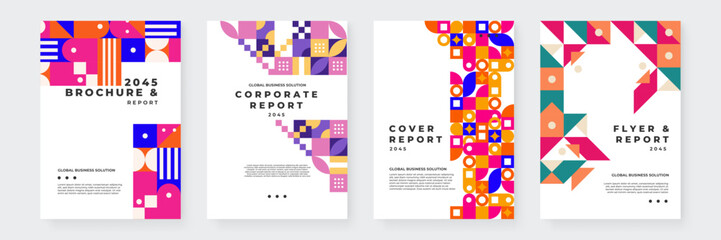 Modern Geometric Business Brochures and Reports Set. Ideal for corporate presentations, marketing materials, and creative branding projects