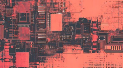 High-resolution microchip texture, displaying a pattern of interconnected circuits, creating an abstract tech-themed backdrop for presentations, ads, or posters