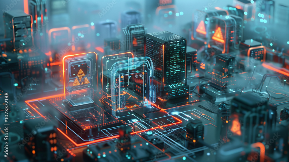 Poster cloud security in ar with transparent layers showing firewall barriers, encrypted connections, and s