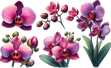 Orchid Blossoms: Nature's Intricate Beauty on Transparent background
