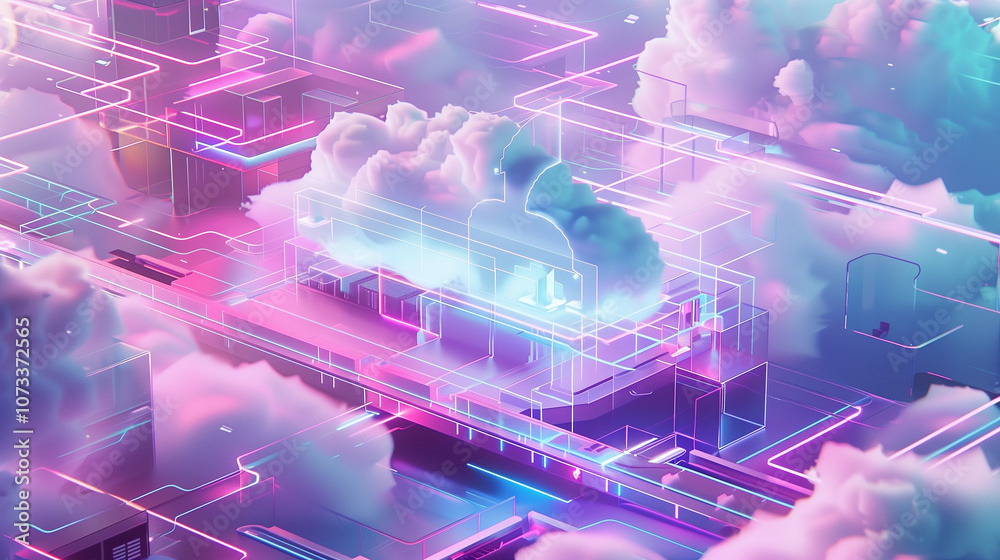 Poster cloud security in ar with transparent layers showing firewall barriers, encrypted connections, and s