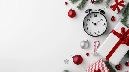 Digital ad with  Christmas Sale,  countdown clock, and festive icons
