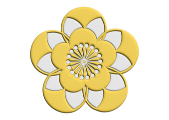 梅の花のアイコン素材 豪華な黄色い梅の花びらのイラスト