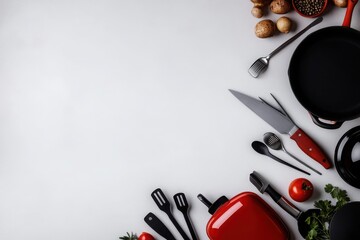 Culinary tools on a kitchen countertop.