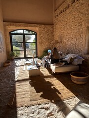 person sitting on the stairs