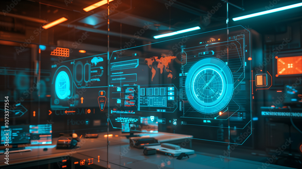 Poster interactive ar screen displaying layers of secure cloud storage, floating security protocols, and en