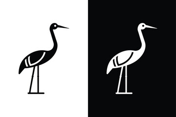 Obraz premium Crane bird icon on White Background Vector Art Illustration on white background.