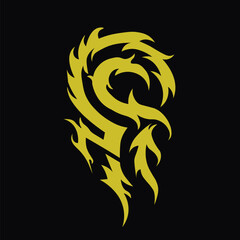 Ornamental Floral Design A classic black and white floral design element featuring elegant, curved leaves and intricate detailing. Perfect for use in decorative borders, logos