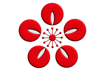 Fototapeta premium 梅の花のアイコン素材 伝統的でスタンダードな赤い梅の花びらのイラスト 