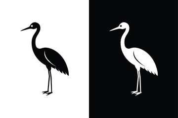 Crane bird icon on White Background Vector Art Illustration on white background.