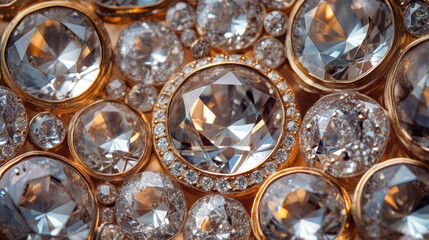 3D various diamonds gem golden and silver vintage jewellery accessory fashion elegant luxury background