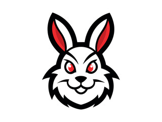 a rabbit with red eyes and a red eye  Mascot Unique Logo Design