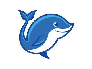 a blue dolphin with a white stripe on its back   Mascot Unique Logo Design