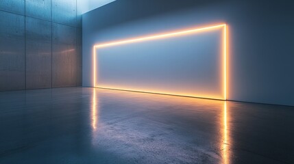 Spacious minimalist gallery with a blank wall for creative display