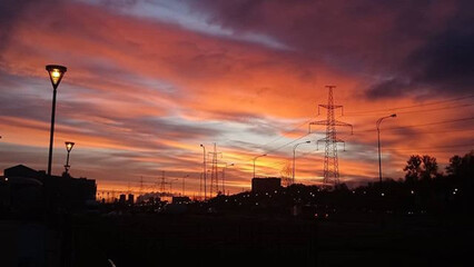 sunset over the city