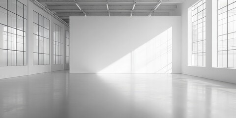 Obraz premium Empty modern gallery space with large blank walls, perfect for creative exhibition concepts
