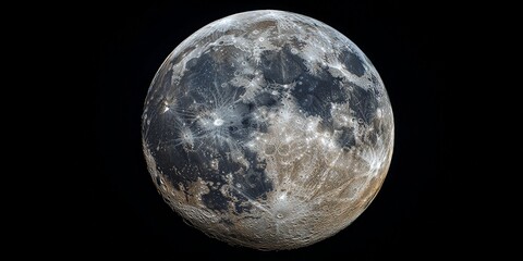 Obraz premium Realistic full moon isolated on white background, celestial object and astronomy symbol