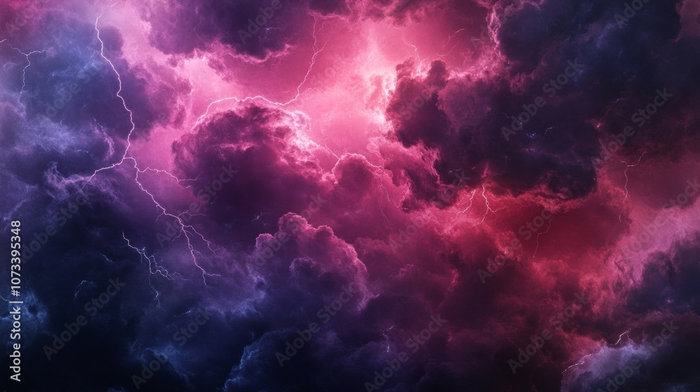 Wall mural a background of dark ultra realistic storm clouds with lightning strikes throughout them. the clouds