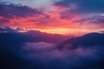 Fototapeta premium Majestic Sunset Over Misty Mountains