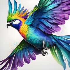 Obraz premium Rainbow parrot on white background