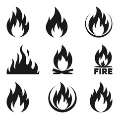 Fire icons set Vector Silhouette SVG. Fire symbol set. Vector illustration.
