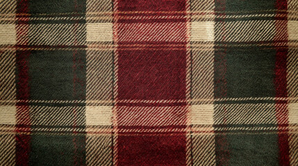 Classic red and green plaid fabric close-up