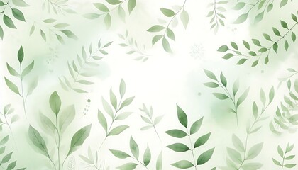 Soft Green beautiful Watercolor Leaf Background

