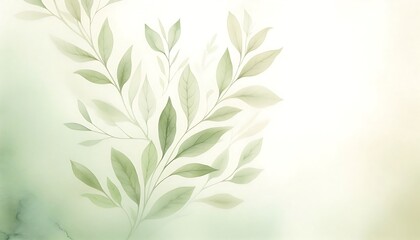 Soft organic Green Watercolor Leaf Background

