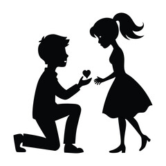  A boy propose the girl vector silhouette 