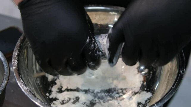 asian cuisine sushi cooking sushi at a culinary master class with a cheese cap use a torch sushi tempra baked rolls in batter and breadcrumbs with avocado the whole cooking process step by step