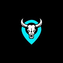 Fototapeta premium Bull head location vector logo design