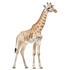Fototapeta premium Side view of giraffe standing on transparent background