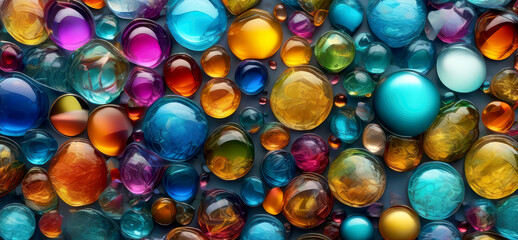 Fototapeta premium Abstract glass wall mosaic background texture with geometric round patterns and a vibrant color palette for design.