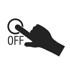 Isolated illustration of do not on touch Off button, for do not press switch or operate machine, man at work safety alert with red circle crossed out