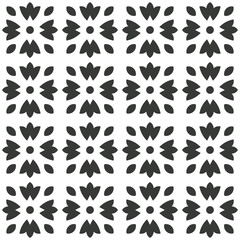 Mosaik seamless pattern. Modern outline shape geometric flowers pattern. Floral tile design element.