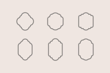 Geometric minimalistic border set in classical style. Vector frames for packaging, labels, postcards, invitations, social media post.