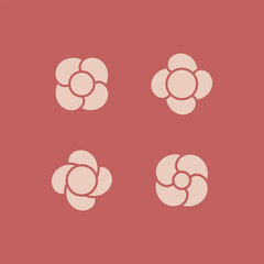 Rose flower emblem with spiral element. Modern linear design print.  Modern abstract linear compositions and graphic design elements.