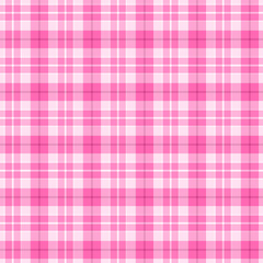 Plaid repeat pattern in pink and white.Cute colorful gingham checkered tartan seamless pattern.Geometric graphic vector illustration background design for fabric and print.