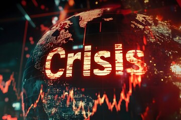 Crisis Concept on Cracked Globe Background