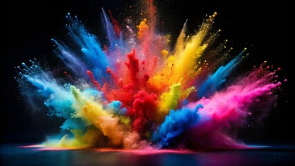 A Vibrant Explosion of Color in a Dynamic Composition of  Powdered Hues Against a Dark Background