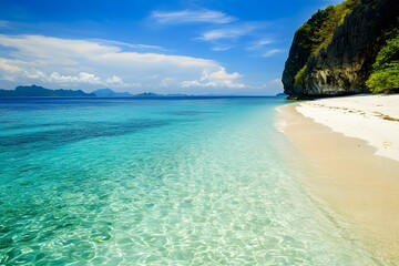 Obraz premium Serene Tropical Island Beach with Clear Waters