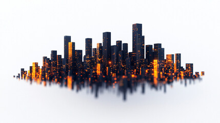 Obraz premium A modern city skyline illuminated at night, showcasing architectural brilliance.