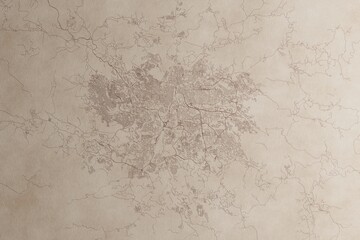 Map of Tegucigalpa (Honduras) on an old vintage sheet of paper. Retro style grunge paper with light coming from right. 3d render