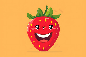 Obraz premium flat illustration of smiling strawberry